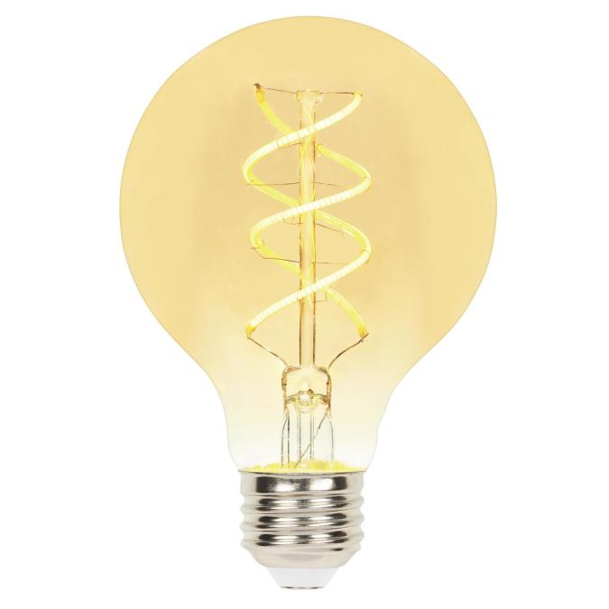 Westinghouse 5124000 Flexible Filament LED G25 Globe Dimmable Light Bulb - 5 Watt - Amber - 2000 Kelvin - E26 Base