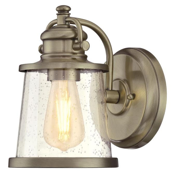 Westinghouse 6374500 One Light Wall Fixture Lantern - Antique Brass Finish - Clear Seeded Glass