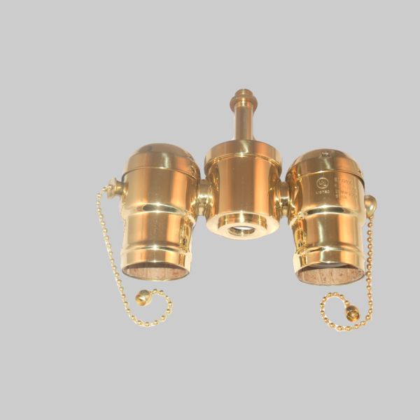 Kirks Lane-32205 - 2-lite cluster head w/adj skt sol. brass