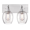 Westinghouse 6574100 Two Light Wall Fixture - Brushed Aluminum Finish - Clear Glass