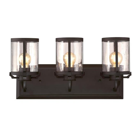 Westinghouse 6368100 Three Light Wall Fixture - Oil Rubbed Bronze Finish - Clear Seeded Glass