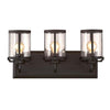 Westinghouse 6368100 Three Light Wall Fixture - Oil Rubbed Bronze Finish - Clear Seeded Glass