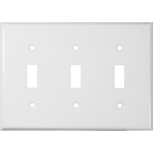 Morris Products 83032 Painted Steel Wall Plates 3 Gang Toggle Switch White - Painted Steel Wall Plate for 3 Toggle Switch