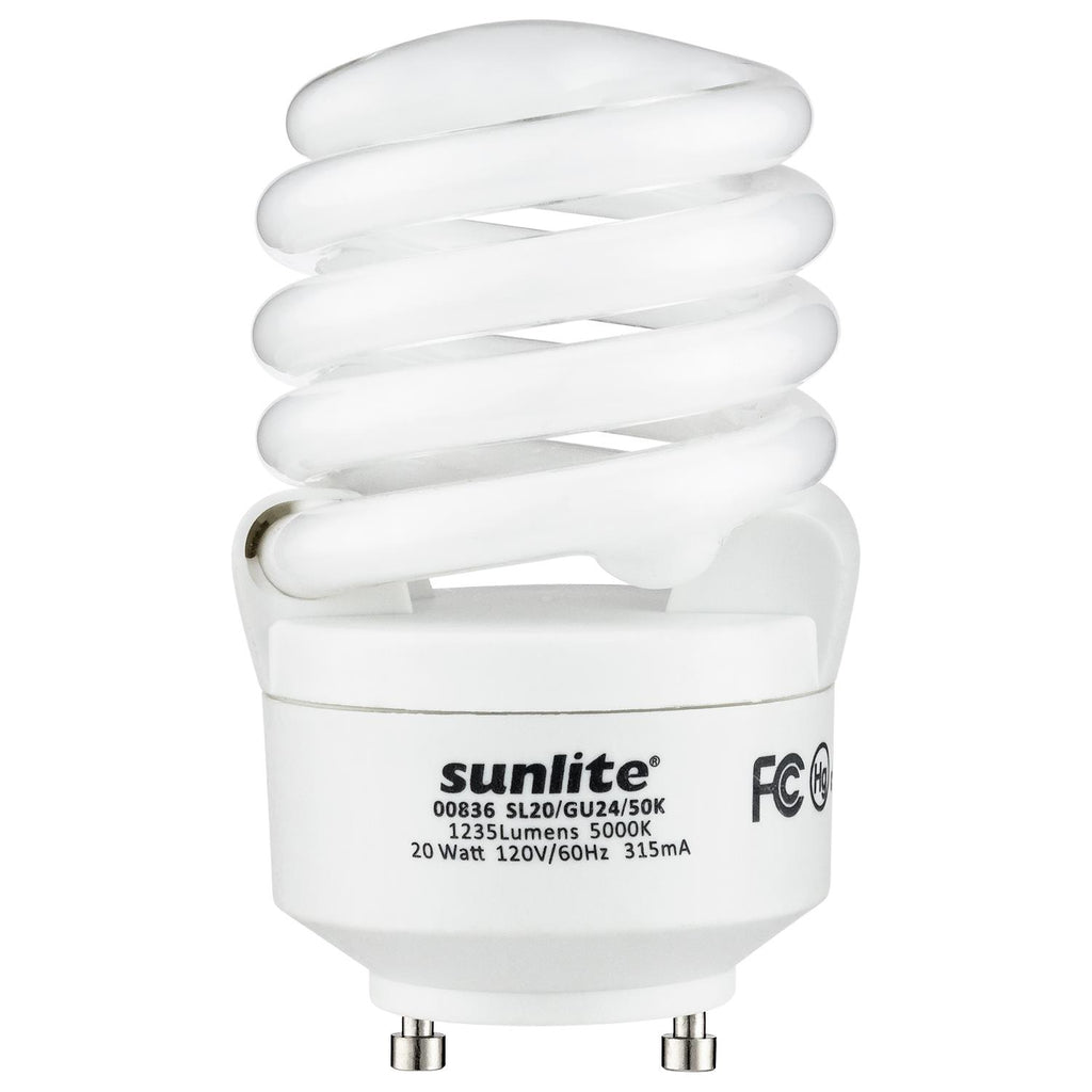 Compact Fluorescent - GU24 Spiral - 20 Watt - 1235 Lumens  - Super White - 5000 Kelvin