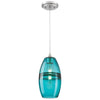 Westinghouse 6366300 One Light Mini Pendant - Brushed Nickel Finish - Turquoise Glass