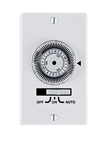 24-Hour, Electromechanical In-Wall Timer, 20A, 120V, White, 1 Gang