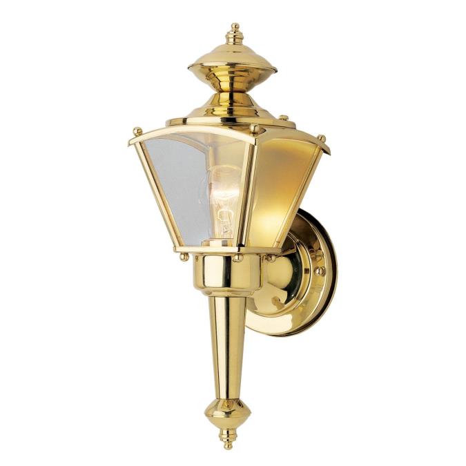 Westinghouse 6696400 1 Light Wall Lantern Polished Brass Finish with Clear Glass