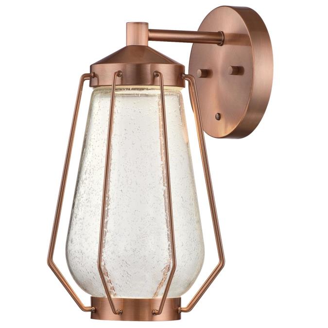 Westinghouse 6373500 One Light LED Wall Fixture Lantern - 12 Watt Dimmable - Washed Copper Finish - Clear Seeded Glass