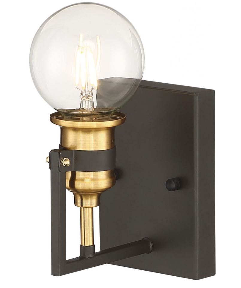 Satco 60-6971, Intention; 1 Light; Vanity; Warm Brass and Black Finish