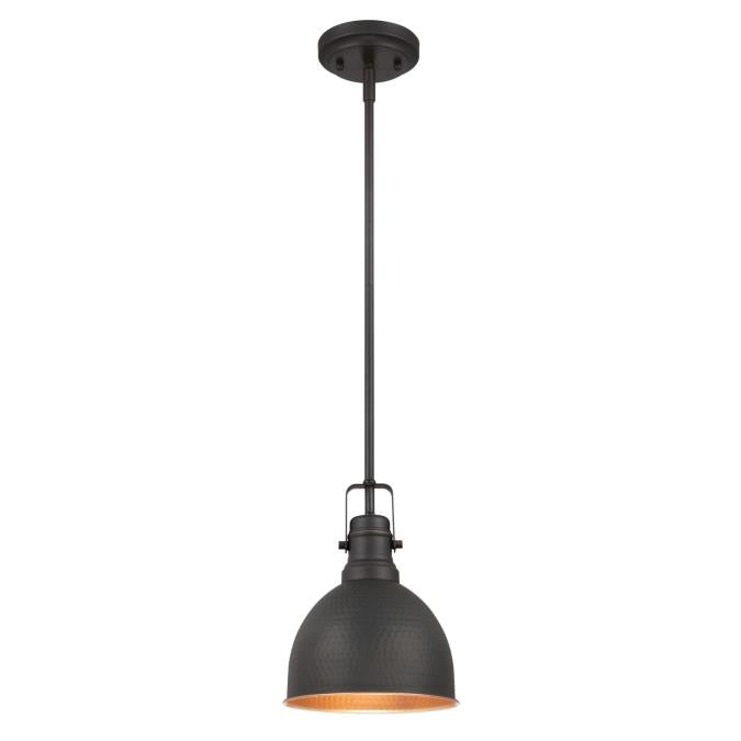 Westinghouse 6345600 1 Light Mini Pendant Hammered Oil Rubbed Bronze Finish with Highlights