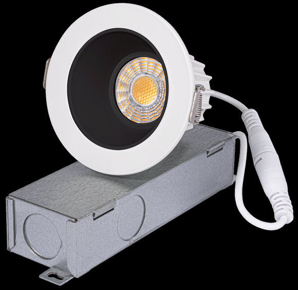 Lotus LED Lights JXL-COB02-R08W-CCT-WH-2RR-SM-BK 2 inch Round Recessed Economy LED  - 8 Watt - 3CCT - 120V - 90+ CRI - 36 degree Beam Spread -  Soft Black Reflector