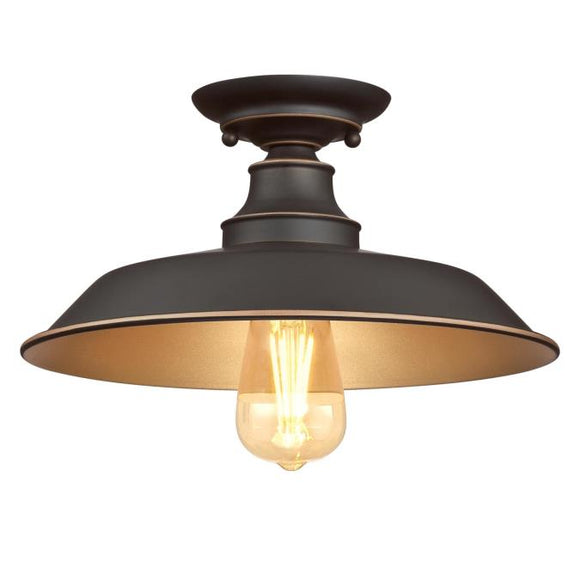 Westinghouse 6370300 12 inch One Light Semi-Flush Mount Ceiling Fixture - Oil Rubbed Bronze Finish with Highlights
