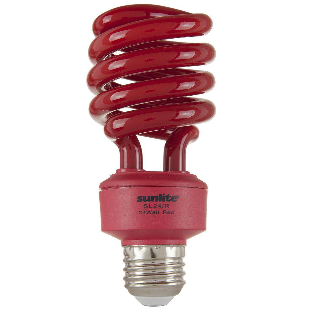 Compact Fluorescent - Colored Spiral - 24 Watt -Red - Red