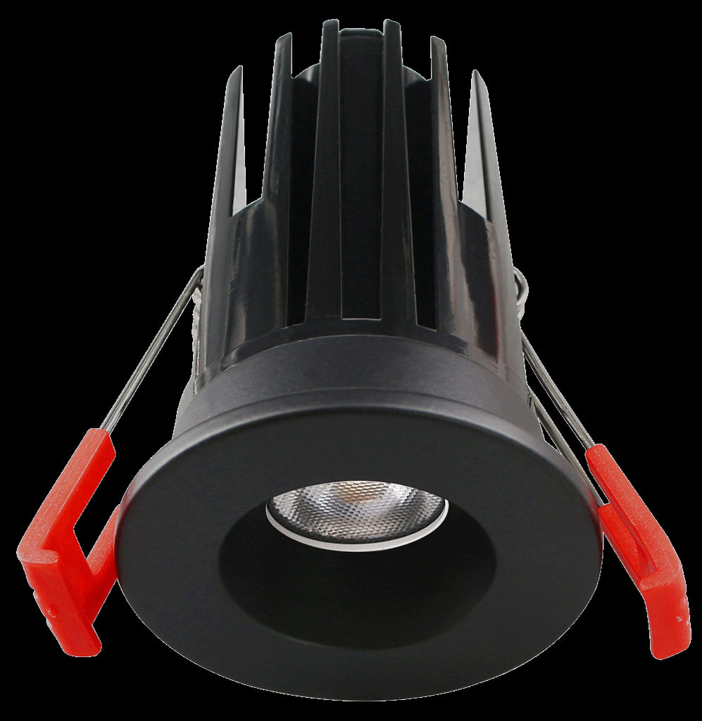 Lotus LED Lights LED-1-S7W-5CCT-1RRBK 2 Inch Recessed LED Downlight - 7 Watt - 5CCT - 450 Lumen -Round Black Trim - 38 Degree Beam Angle - Type IC Wet - Air-Tight - Energy Star - CRI 90+