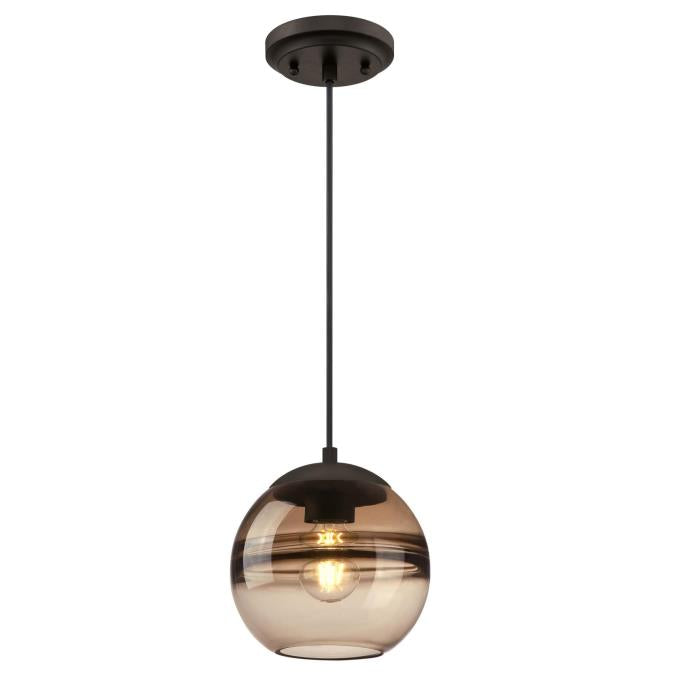 Westinghouse 6366800 One Light Mini Pendant - Oil Rubbed Bronze Finish - Amber Glass