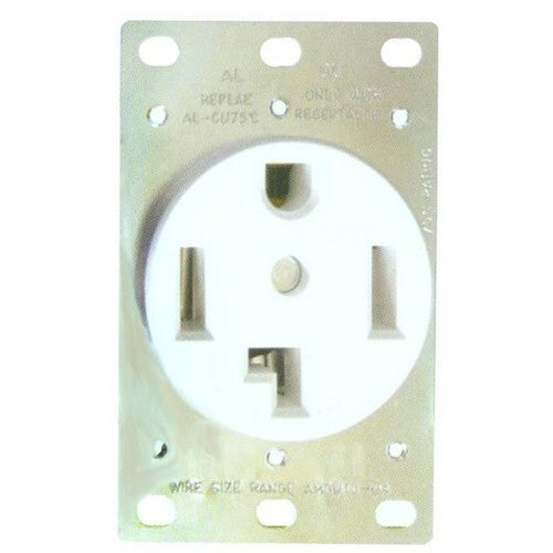 Morris Products 82521 White 30A Dryer Recept 4wire