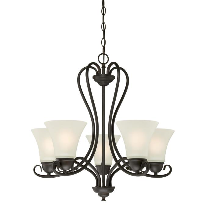 Westinghouse 6305700 5 Light Chandelier Oil Rubbed Bronze Finish with Frosted Glass