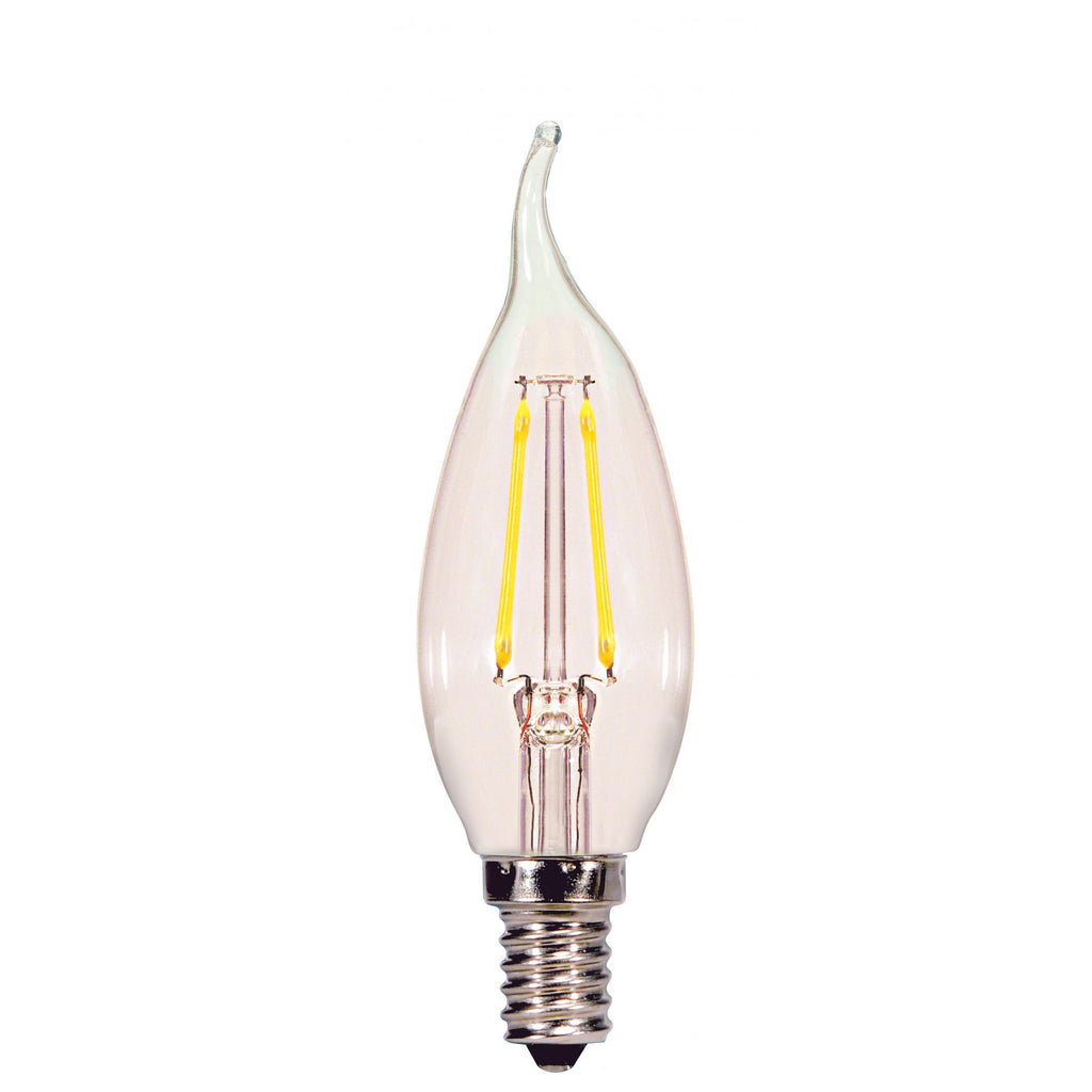 Satco S29921 - 2.5 Watt Candelabra Flame Tip LED Filament Lamps