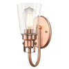 Westinghouse 6574600 One Light Wall Fixture - Washed Copper Finish - Clear Seeded Glass