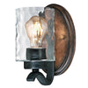 Westinghouse 6331600 1 Light Wall Textured Iron and Barnwood Finish with Clear Hammered Glass