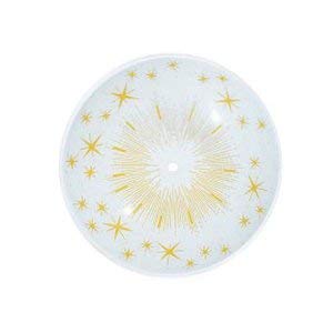 Satco 50/197 Fixture Accessories 15 inch Round Bent Glass Lamp Shade, White And Gold