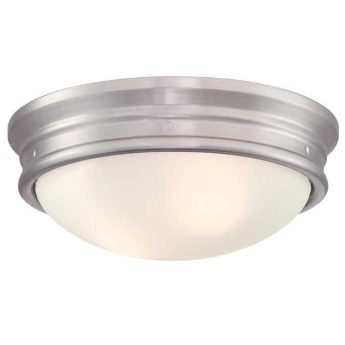 Westinghouse 6370700 13 inch Two Light Flush Mount Ceiling Fixture - Brushed Nickel Finish - Frosted Glass