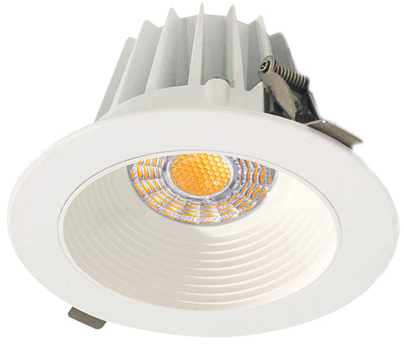 Lotus LED Lights JXL-COB04-R15W-CCT-4RR-BF-WH 4 inch Round Recessed Eco LED 15W 3CCT 3-4-5K Baffle Reflector White 36° Type IC Air Tight Damp CRI 90+