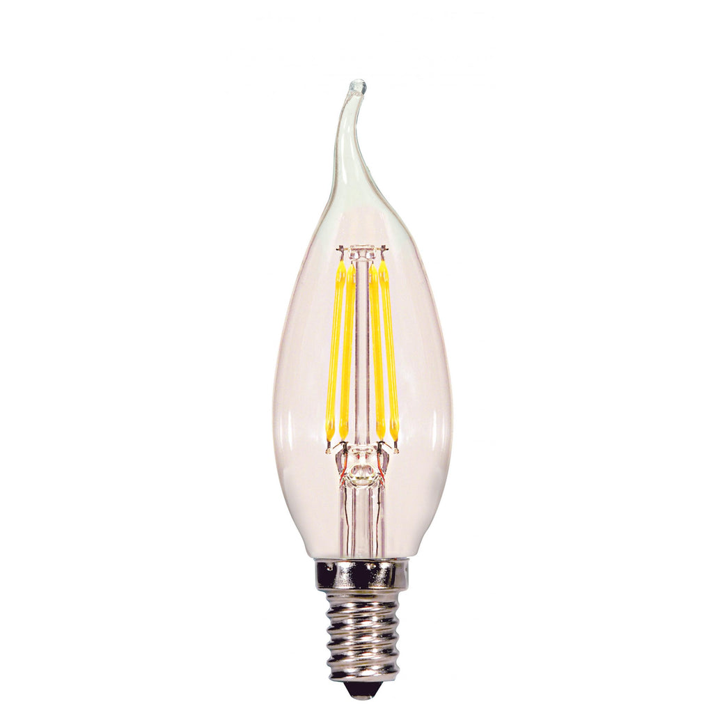 Satco S29891 - 4 Watt Candelabra Flame Tip LED Filament Lamps