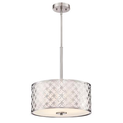Westinghouse 6574900 Three Light Pendant - Brushed Nickel Finish - Frosted Glass