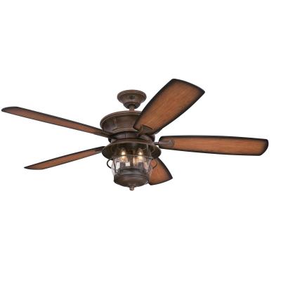 Westinghouse 7233400 Indoor Outdoor Ceiling Fan with Dimmable LED Light Fixture, 52 inch, Aged Walnut Finish, Reversible ABS Blades, Clear Seeded Glass